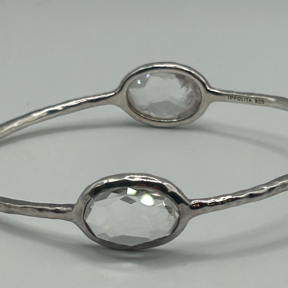 Ippolita Rock Candy 925 Silver and clear quartz bangle bracelet.